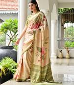parrot green solid satin saree with blouse