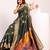 Green solid silk blend saree with blouse