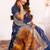 Navy blue solid silk blend saree with blouse