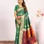 Parrot green solid silk blend saree with blouse
