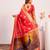 Red solid silk blend saree with blouse