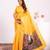Yellow solid silk blend saree with blouse