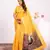 Yellow solid silk blend saree with blouse