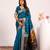 Blue solid silk blend saree with blouse