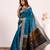 Blue solid silk blend saree with blouse