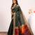 Green solid silk blend saree with blouse