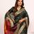 Green solid silk blend saree with blouse
