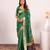 Parrot green solid silk blend saree with blouse