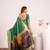 Parrot green solid silk blend saree with blouse