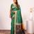 Parrot green solid silk blend saree with blouse
