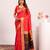 Red solid silk blend saree with blouse