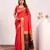 Red solid silk blend saree with blouse