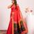 Red solid silk blend saree with blouse