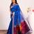 Royal blue solid silk blend saree with blouse
