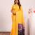 Yellow solid silk blend saree with blouse