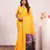 Yellow solid silk blend saree with blouse