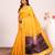 Yellow solid silk blend saree with blouse