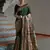 Green solid silk blend saree with blouse