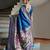 Navy blue solid silk blend saree with blouse