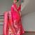 Pink solid silk blend saree with blouse