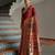 Brown solid silk blend saree with blouse