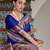 Royal blue solid silk blend saree with blouse