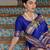 Royal blue solid silk blend saree with blouse