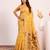 yellow solid blended cotton saree with blouse