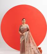 coffee solid tussar silk saree with blouse