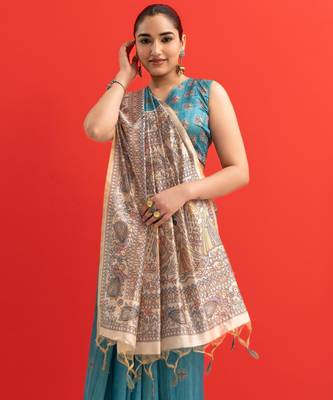 blue solid tussar silk saree with blouse 3
