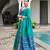 blue solid raw silk blend saree with blouse