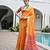 orange solid raw silk blend saree with blouse