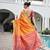 orange solid raw silk blend saree with blouse