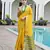 yellow solid raw silk blend saree with blouse