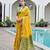 yellow solid raw silk blend saree with blouse