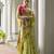 green solid chanderi saree with blouse