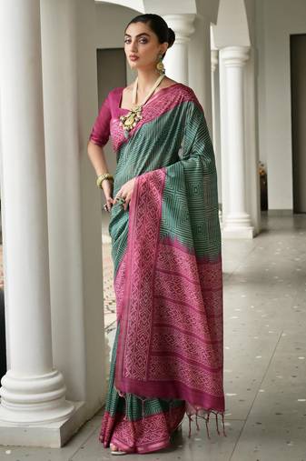 wine solid tussar silk saree with blouse