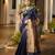 navy blue solid raw silk blend saree with blouse