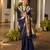 navy blue solid raw silk blend saree with blouse