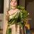 parrot green solid raw silk blend saree with blouse