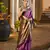 purple solid raw silk blend saree with blouse