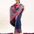 Blue solid silk blend saree with blouse