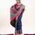 Blue solid silk blend saree with blouse