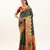 Green solid silk blend saree with blouse
