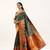 Green solid silk blend saree with blouse