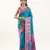 Blue solid silk blend saree with blouse