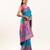 Blue solid silk blend saree with blouse