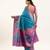 Blue solid silk blend saree with blouse