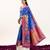 Royal blue solid silk blend saree with blouse