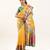 Yellow solid silk blend saree with blouse
